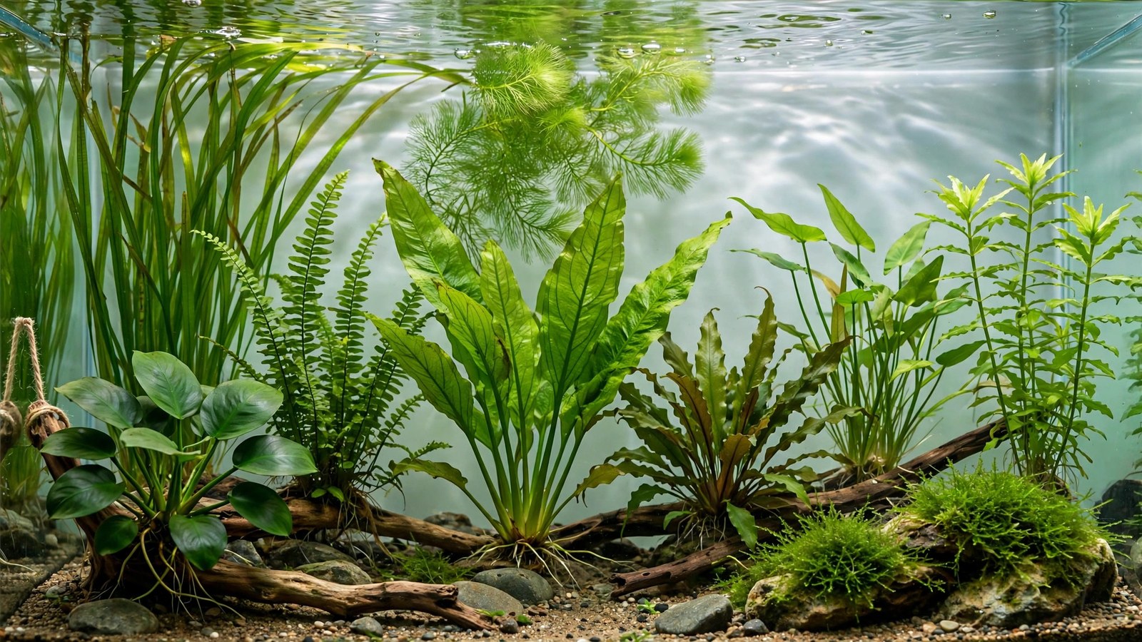 Vallisneria plants with long ribbon leaves thriving in a hard-water aquarium