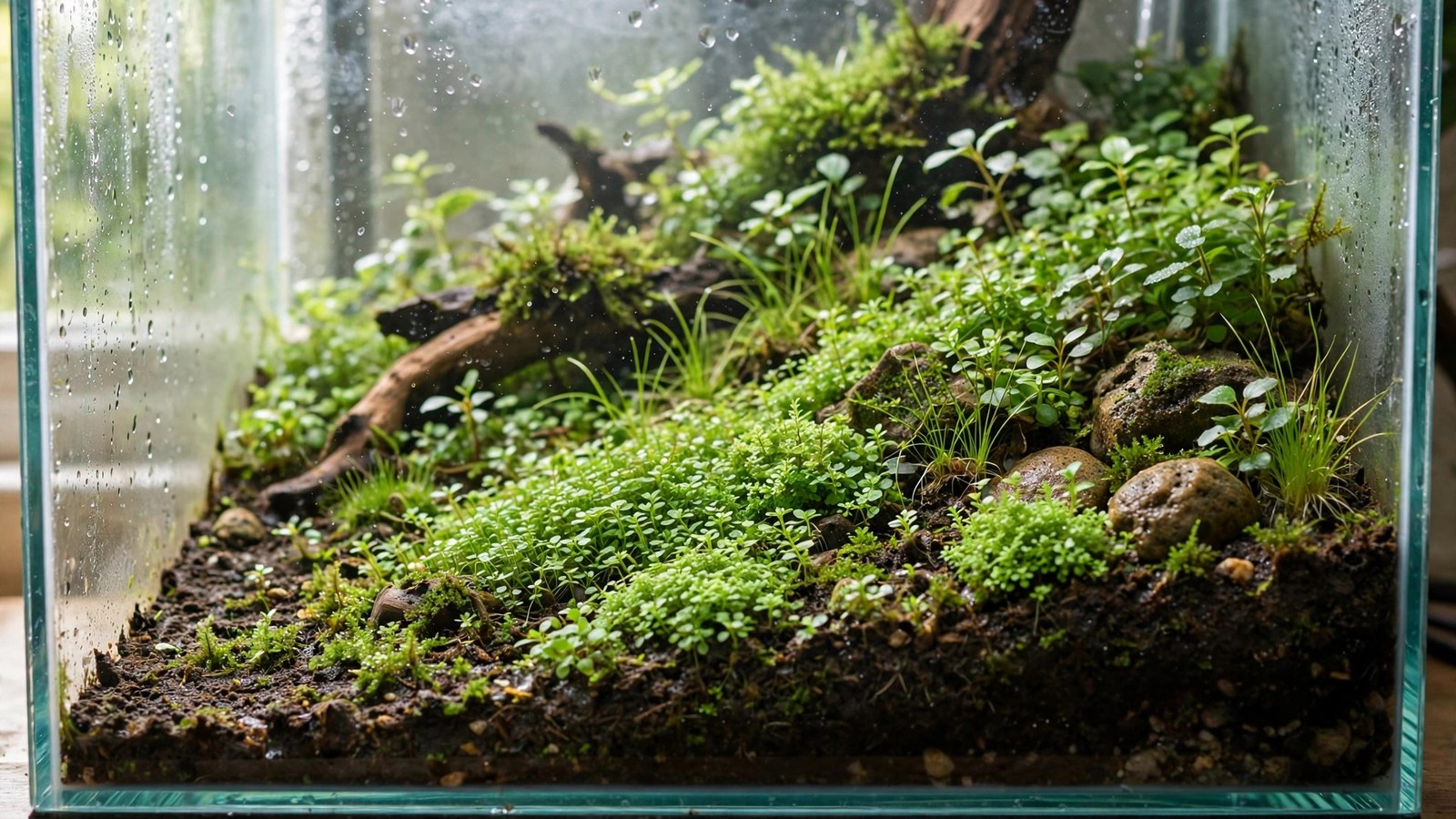Emersed HC Cuba carpet spreading across substrate during the dry start method before flooding