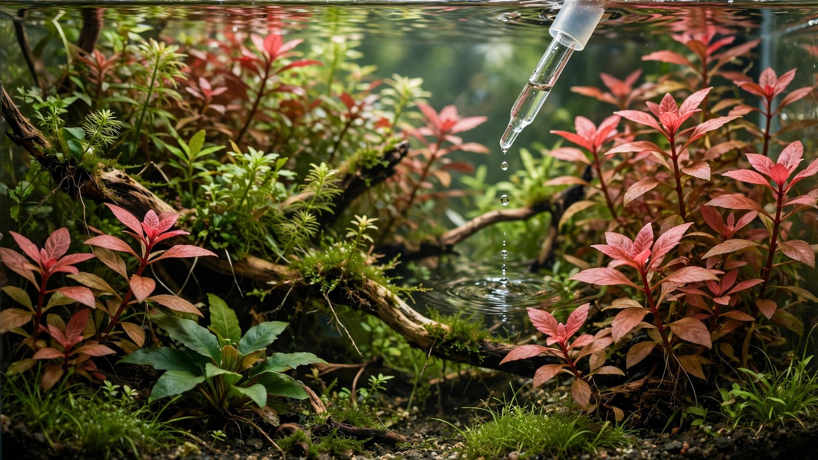 Vibrant red rotala aquarium plants showing intense coloration under bright light