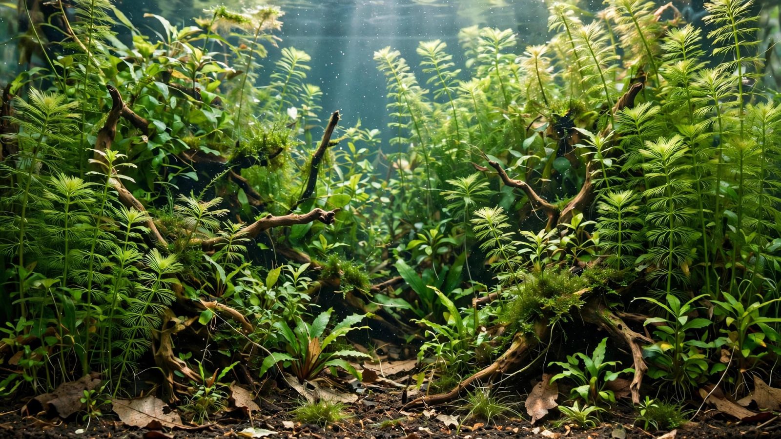Natural jungle-style planted tank with dense fast-growing stem plants